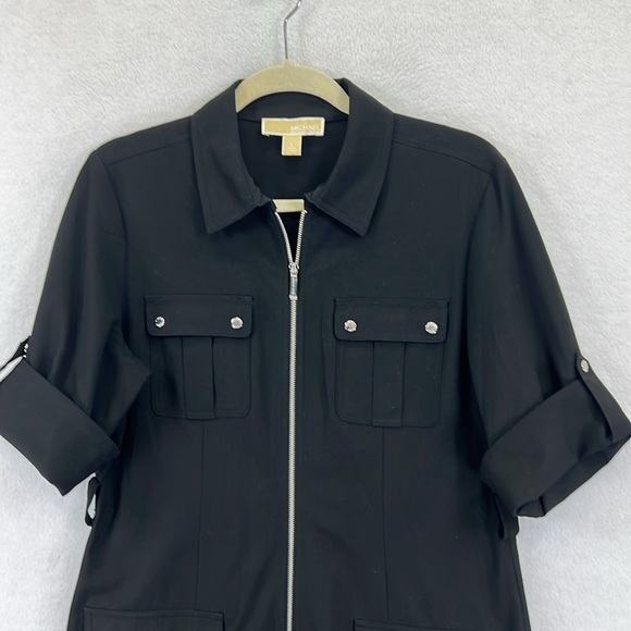 MICHAEL Michael Kors Chic Black Zip-Up Dress w/Pockets Sz L Black EUC - Picture 2 of 10